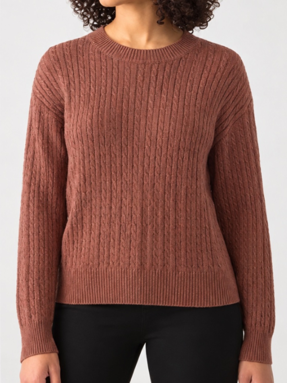 Calvin Klein Womens Honey Glaze Cable Knit Sweater Small